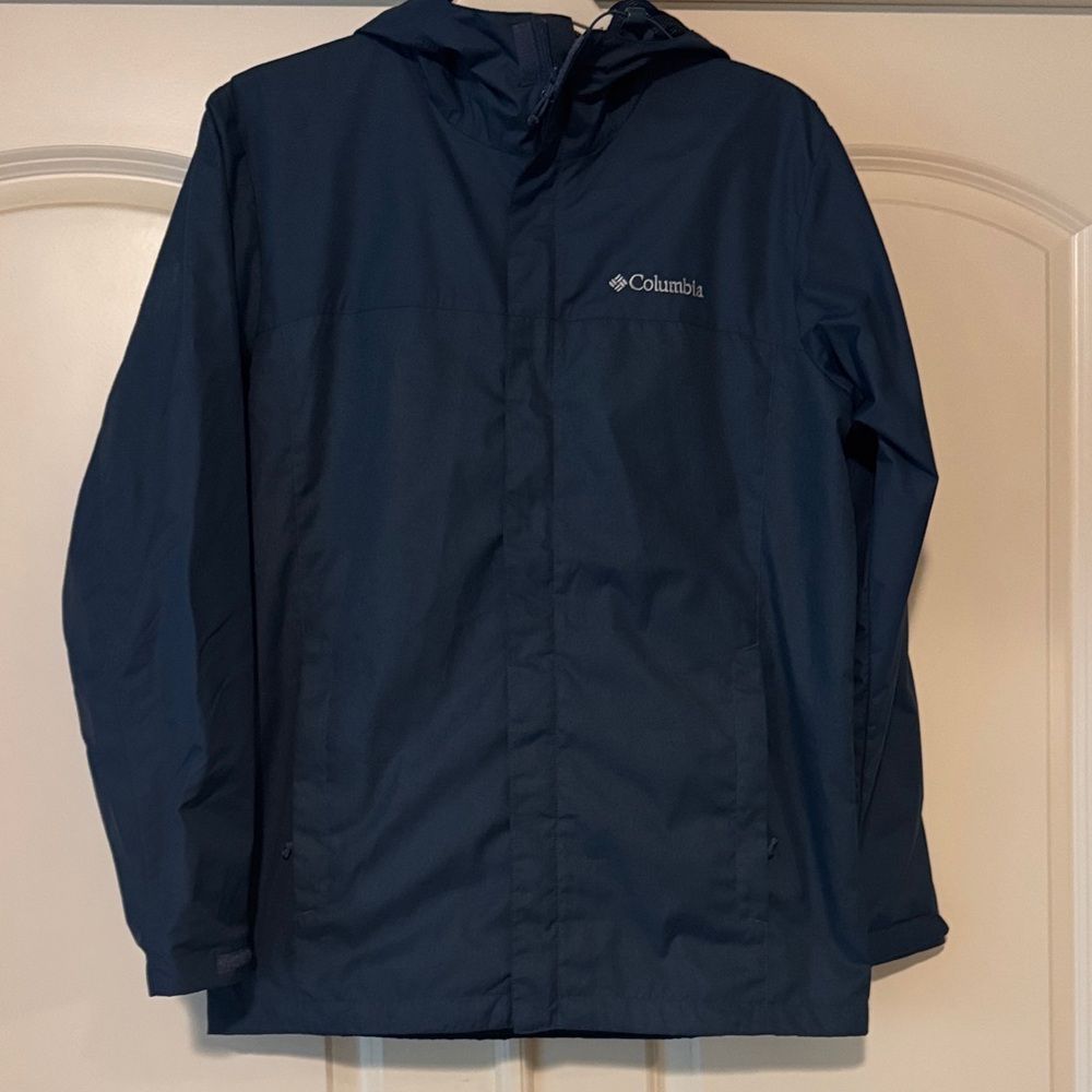 Columbia Deep Blue Hooded Rain Jacket